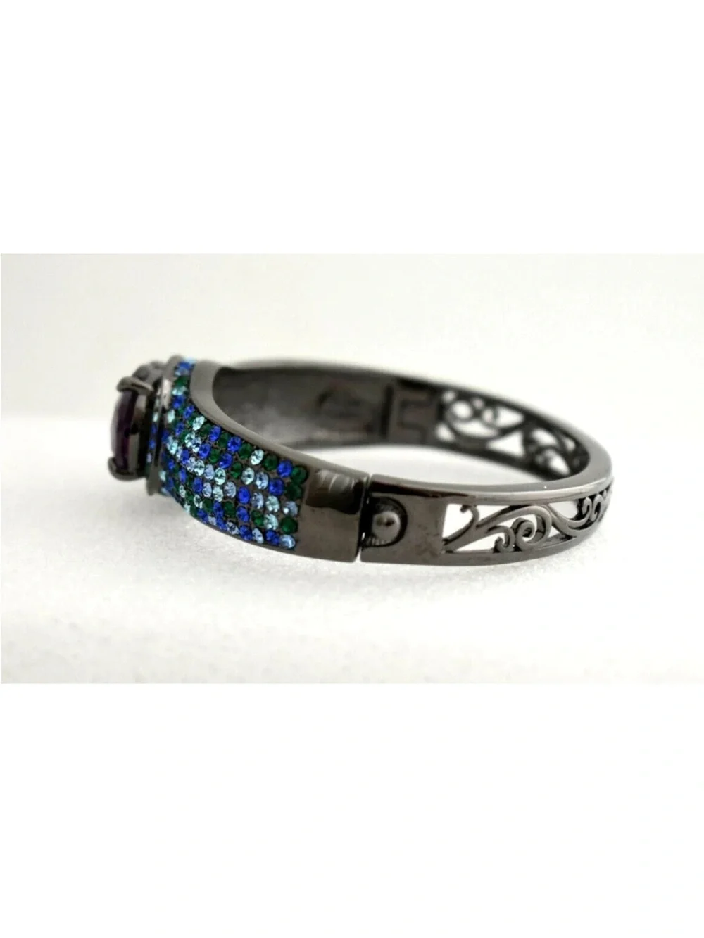 Purple Center Stone Pavé Blue-Green Crystal Bracelet